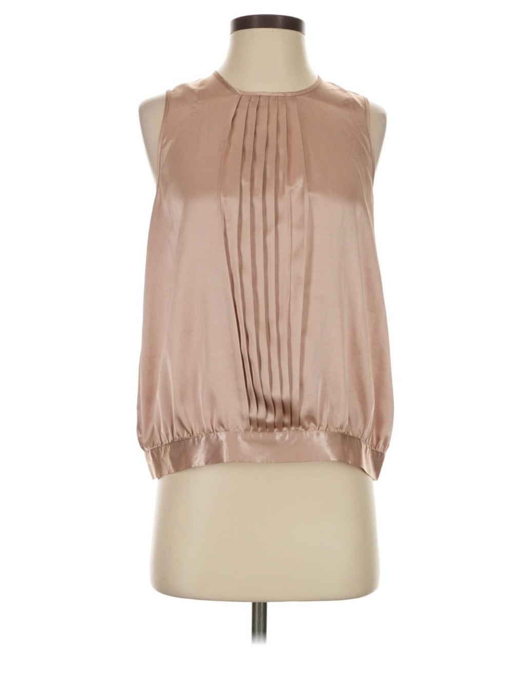 BCBGMaxAzria Satin Pintuck Sleeveless Top - Blush Rose
